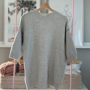 Moth (Anthropologie) Wool Blend Short Sleeve Sweater, Heather Grey (M)
